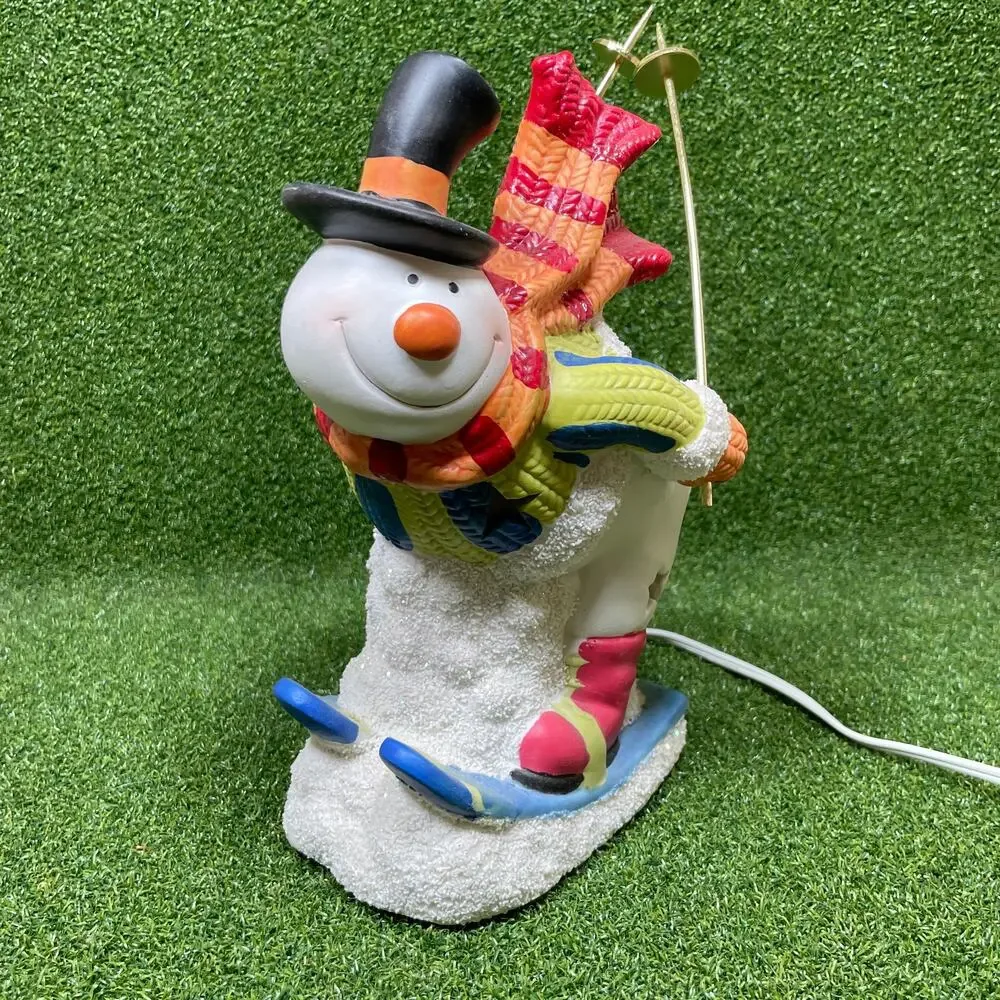 Vintage International Bazaar Snowman on Skis Ceramic Night Light Tested